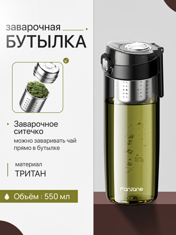 Бутылка заварочная с магнитным фильтром CFPRESS A8 из тритана, 550 мл