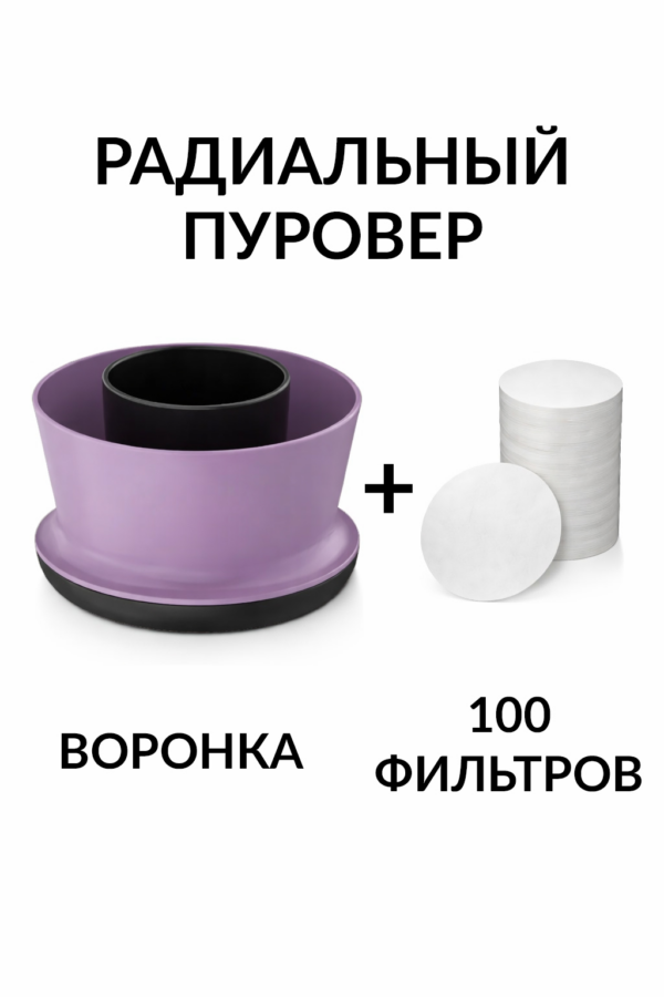 Воронка для заваривания кофе радиальная CFPRESS Coffee Brewer + 100 фильтров, фиолетовый