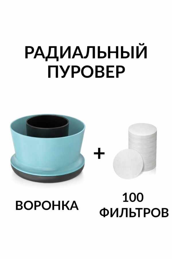 Воронка для заваривания кофе радиальная CFPRESS Coffee Brewer + 100 фильтров, голубой