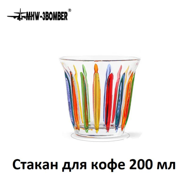 Стакан для кофе стеклянный MHW-3BOMBER Wright Cup Painted, 200 мл, прозрачный