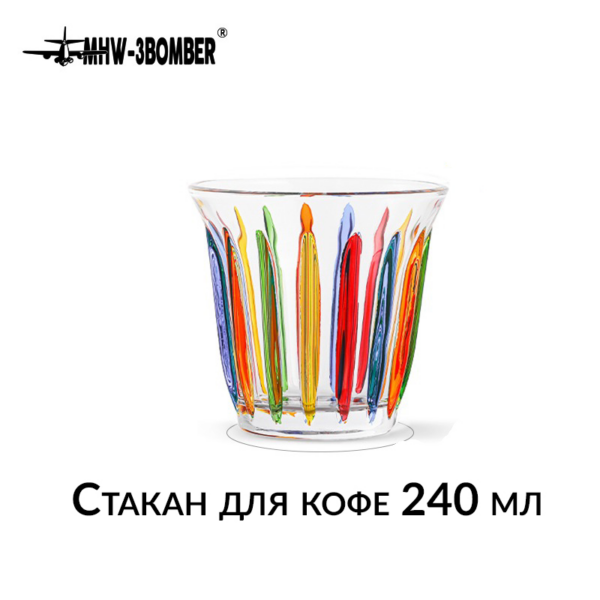 Стакан для кофе стеклянный MHW-3BOMBER Wright Cup Painted, 240 мл, прозрачный