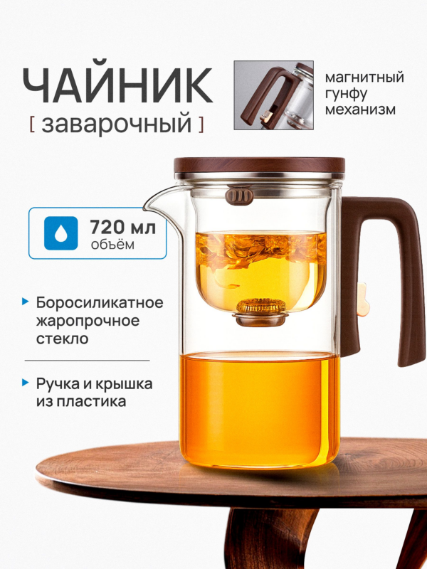 Чайник заварочный гунфу типот CFPRESS LX-002 Premium из боросиликатного стекла, 720 мл